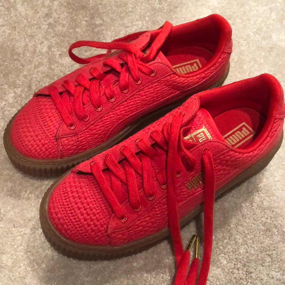 Red Puma Basket Woven Sneakers